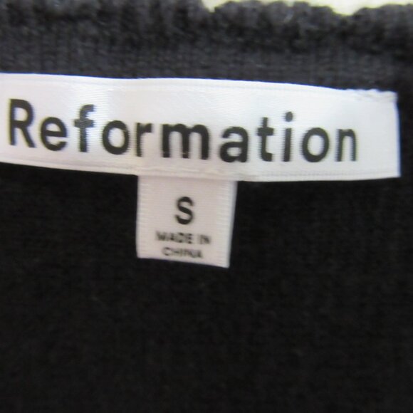 REFORMATION Black Scallop Edges Ribbed S Pullover Sleeveless Cotton Blend Top - Picture 3 of 4
